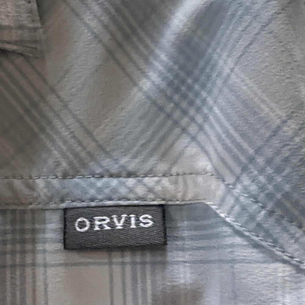 Orvis Pro Womens Blue Plaid Snap Down Shirt with Zippered Side Pockets Size L - Picture 5 of 13